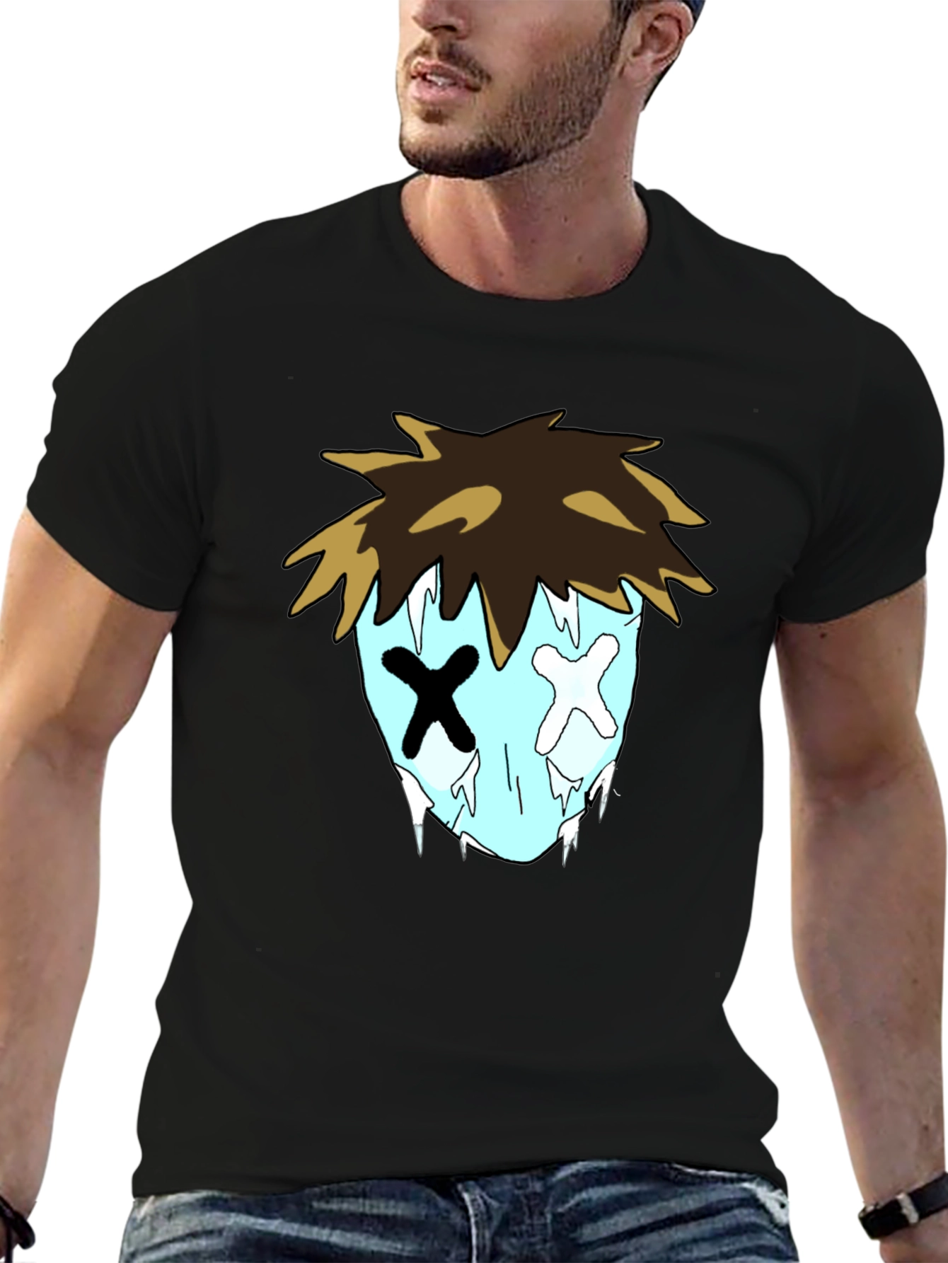 Cartoon Graphic Black T-Shirt for Men
