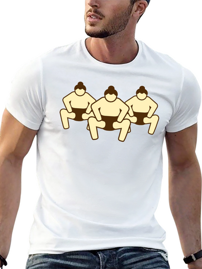 Sumo Wrestlers Graphic Tee - Black Cotton T-Shirt