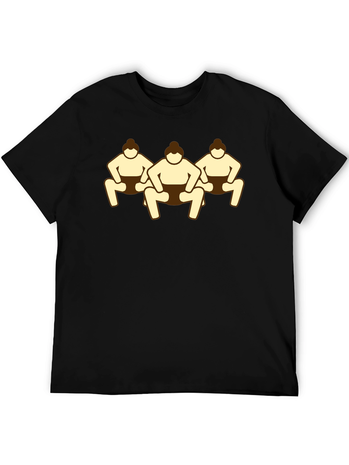 Sumo Wrestlers Graphic Tee - Black Cotton T-Shirt
