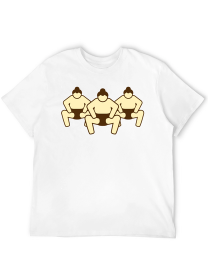 Sumo Wrestlers Graphic Tee - Black Cotton T-Shirt