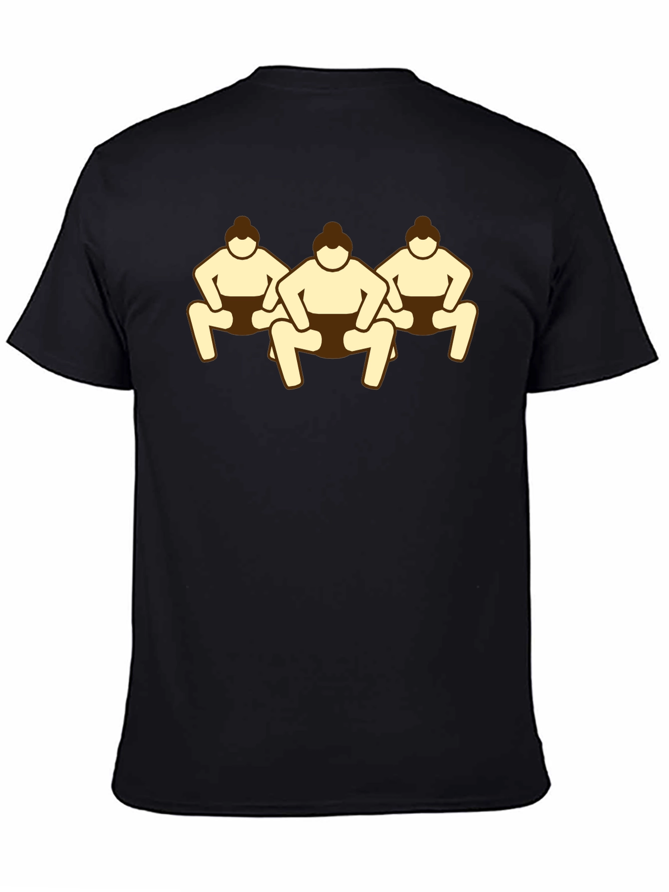 Sumo Wrestlers Graphic Tee - Black Cotton T-Shirt