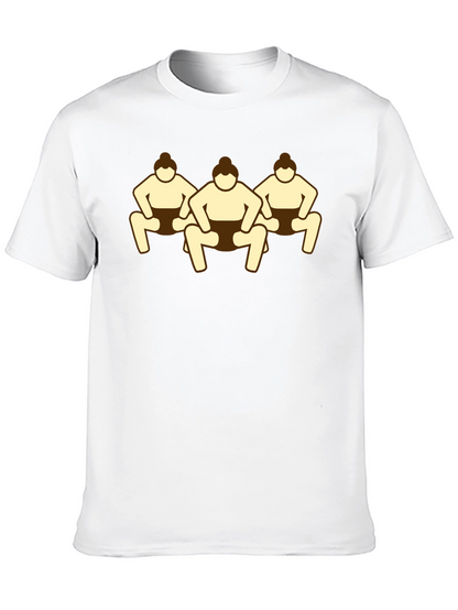 Sumo Wrestlers Graphic Tee - Black Cotton T-Shirt