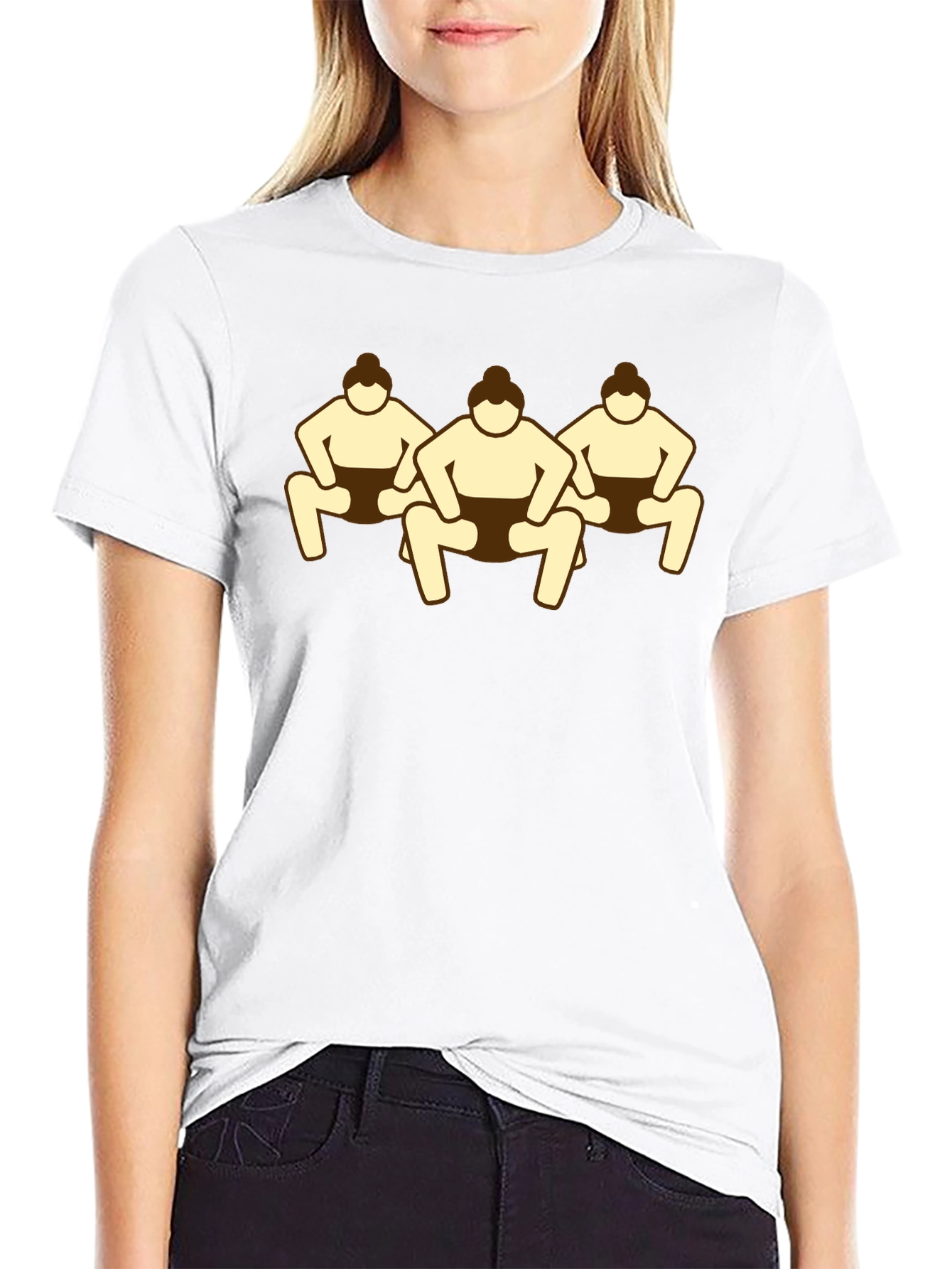 Sumo Wrestlers Graphic Tee - Black Cotton T-Shirt