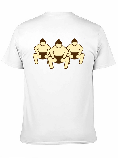 Sumo Wrestlers Graphic Tee - Black Cotton T-Shirt