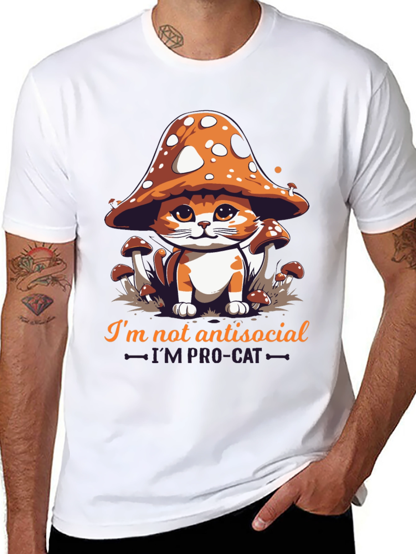 Mushroom Cat Graphic Tee - Im Pro-Cat