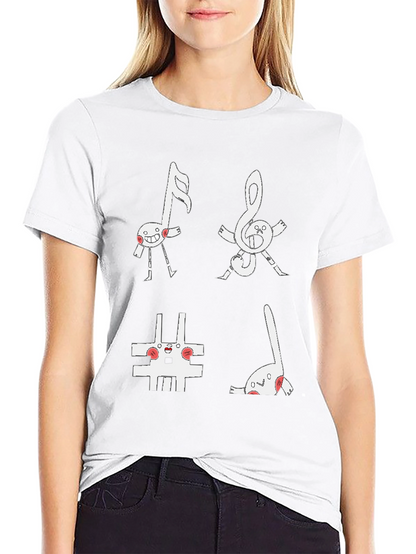Musical Note Character Black T-Shirt