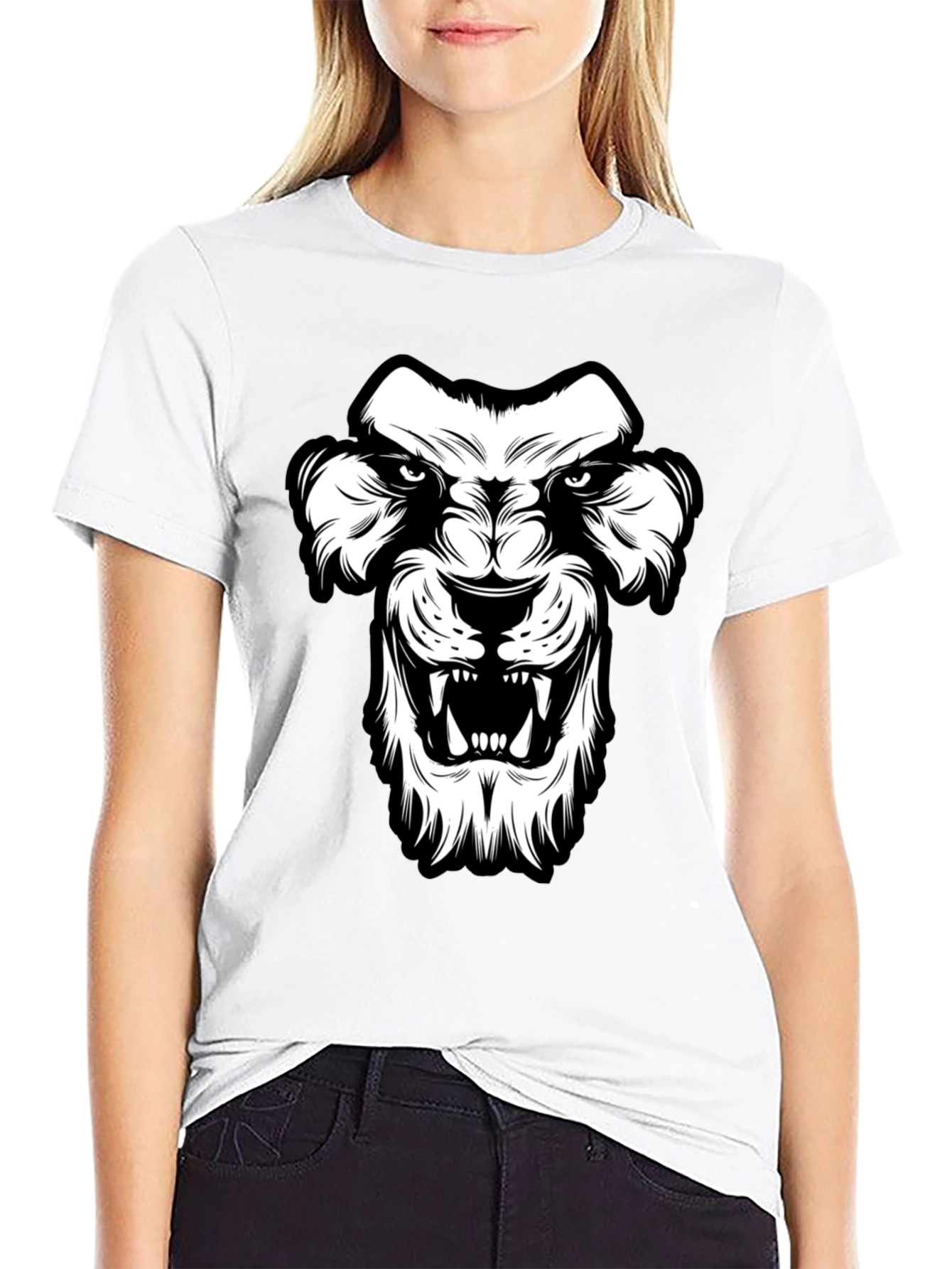 Black T-Shirt with Lion Graphic