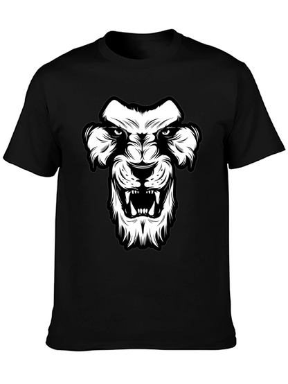 Black T-Shirt with Lion Graphic