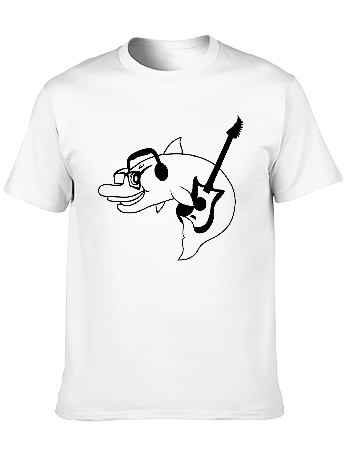 Cool Dolphin Guitarist Graphic Tee