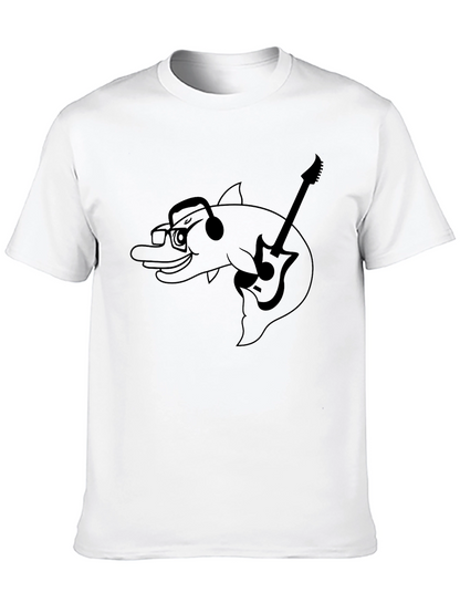 Cool Dolphin Guitarist Graphic Tee