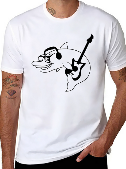 Cool Dolphin Guitarist Graphic Tee