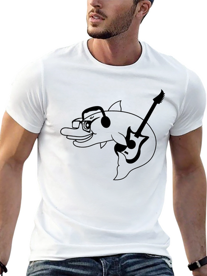 Cool Dolphin Guitarist Graphic Tee