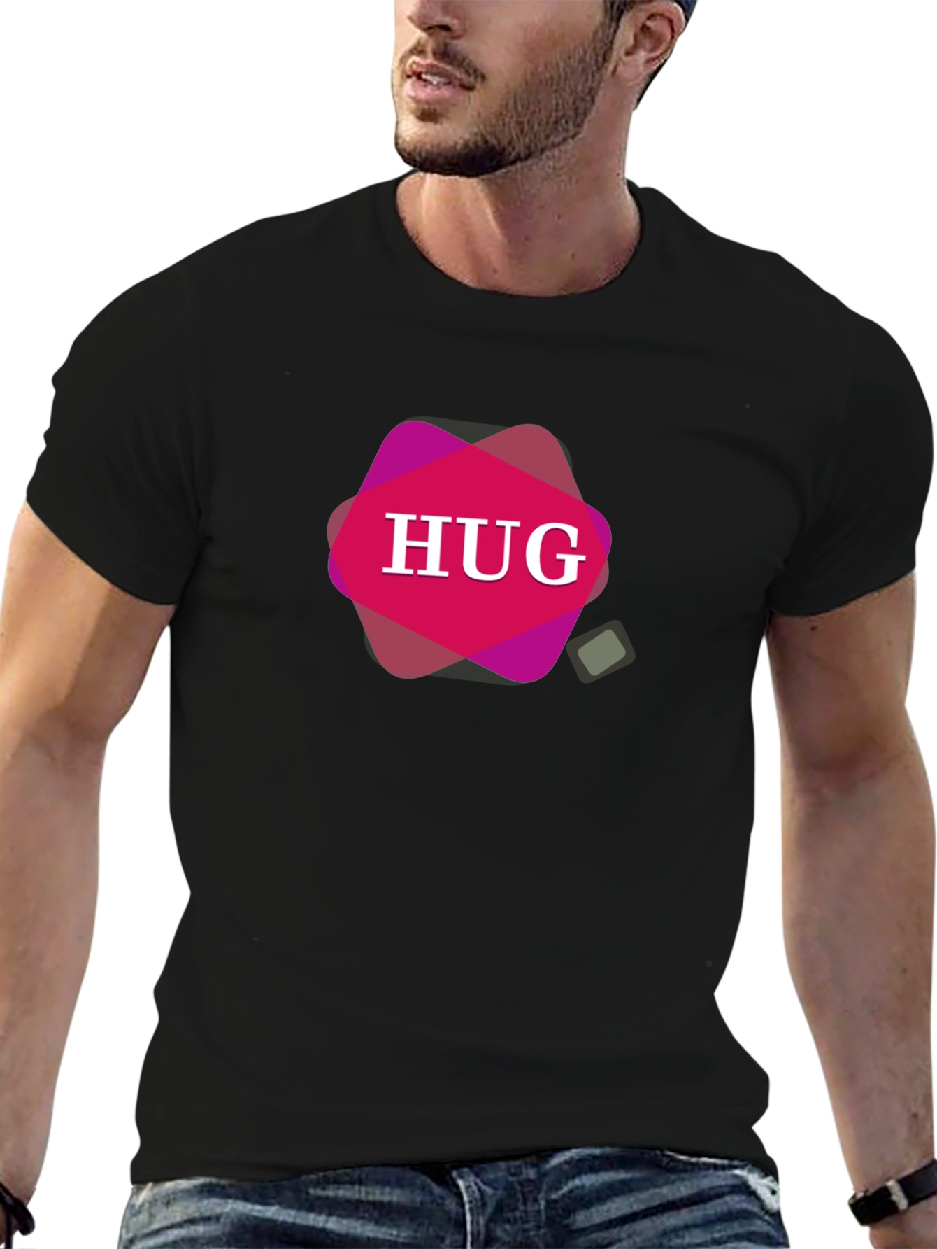 HUG Graphic Black T-Shirt - Stylish Mens Tee