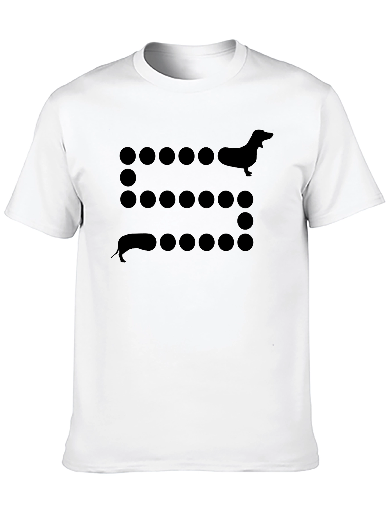 Dachshund Dot Pattern Tee - Black