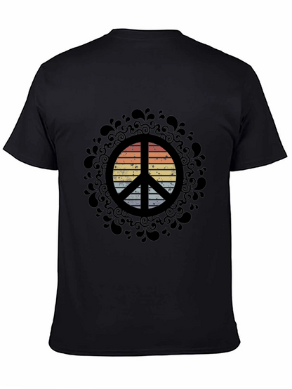 Retro Peace Sign Graphic Tee - Black