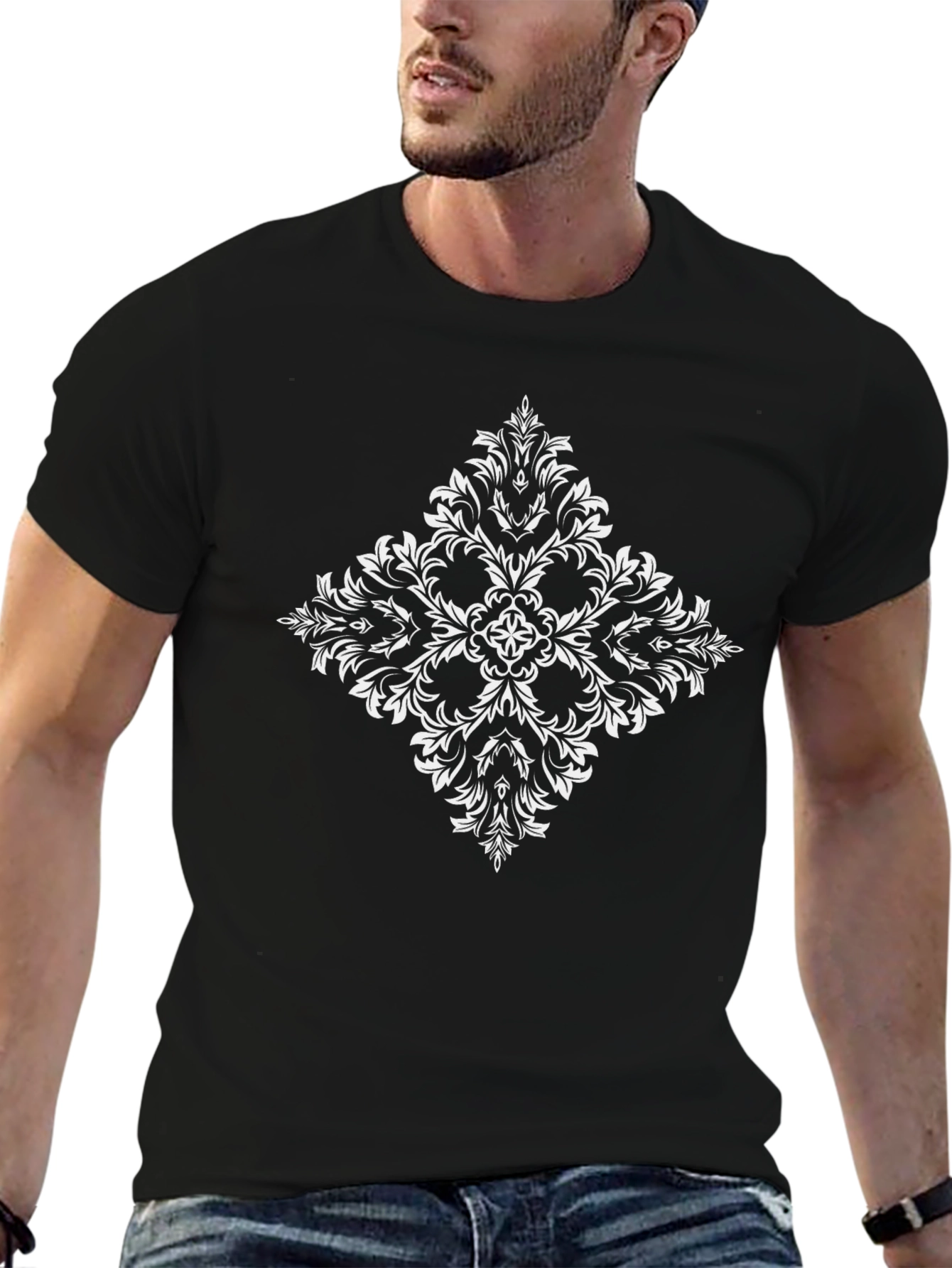 Elegant Diamond Floral Graphic Tee