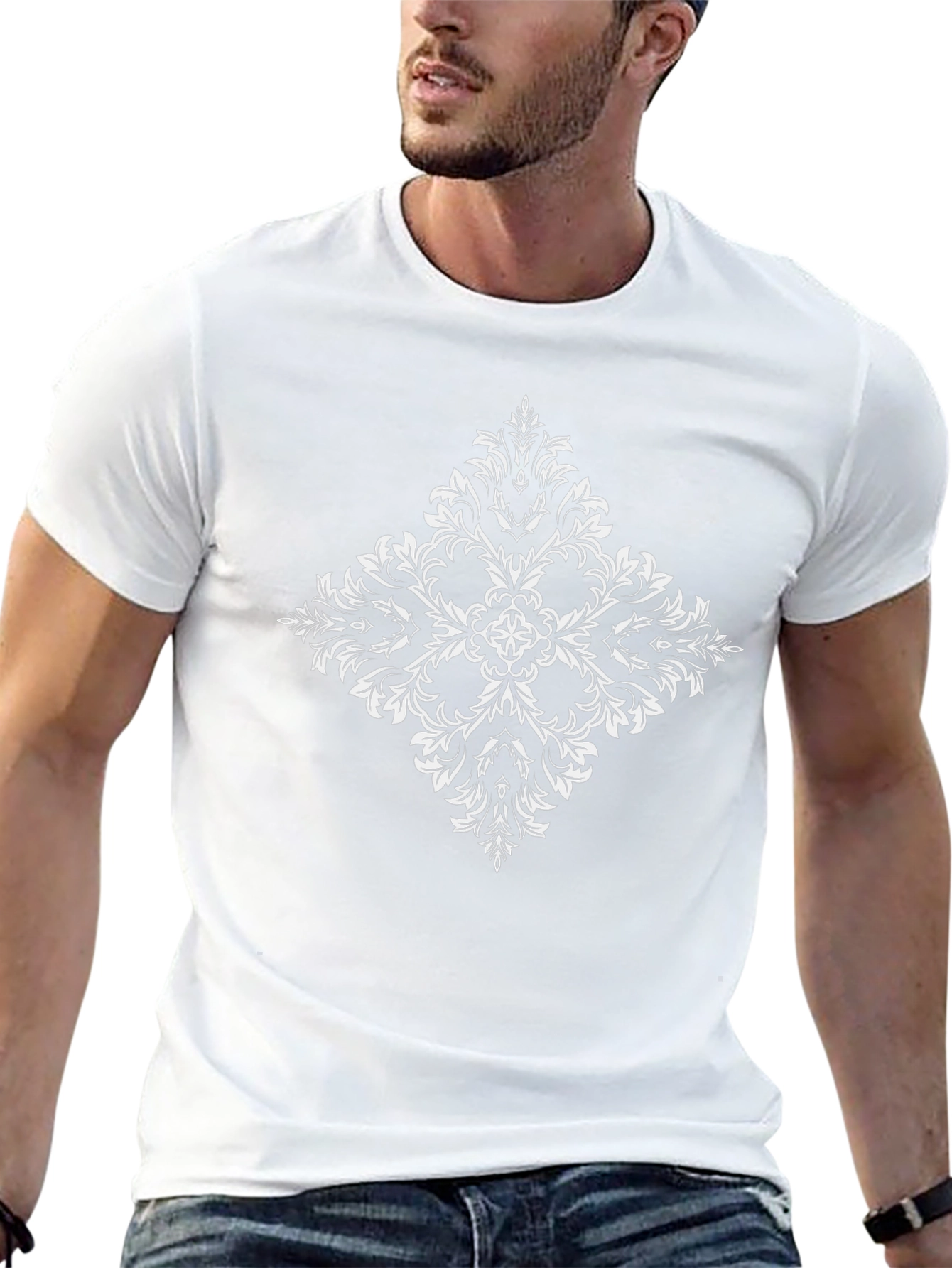 Elegant Diamond Floral Graphic Tee