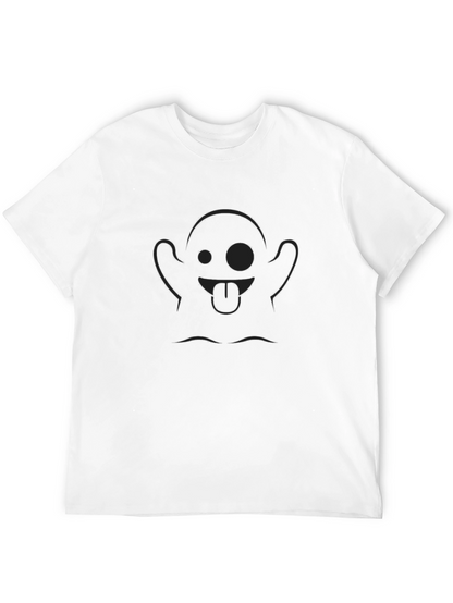 Funny Ghost Graphic Tee - Black Cotton Casual T-Shirt