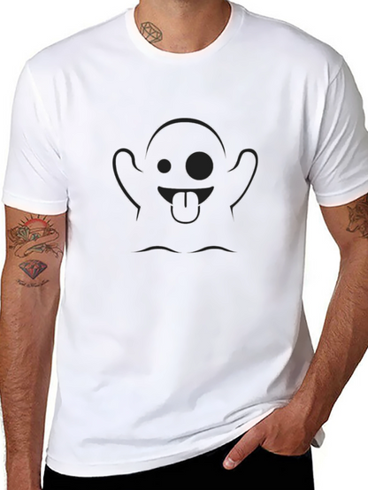 Funny Ghost Graphic Tee - Black Cotton Casual T-Shirt