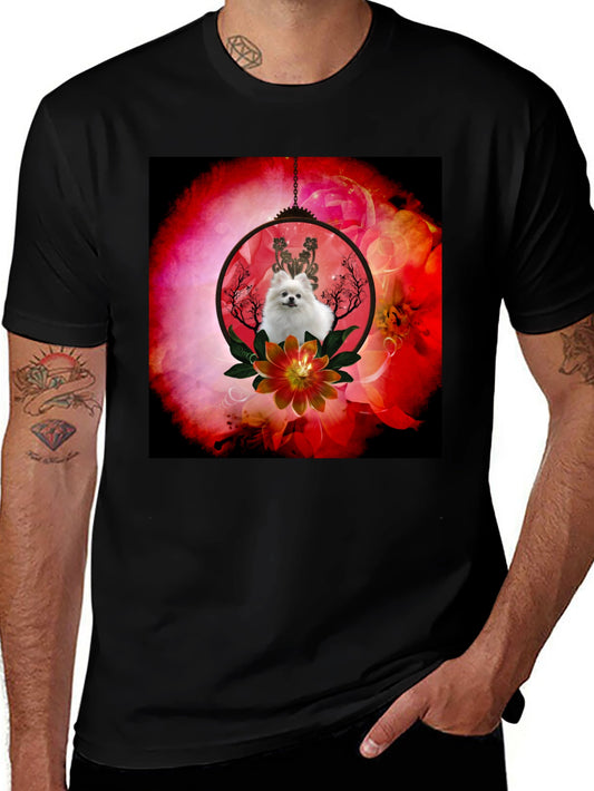 Dog & Floral Graphic Tee - Unique Statement Shirt