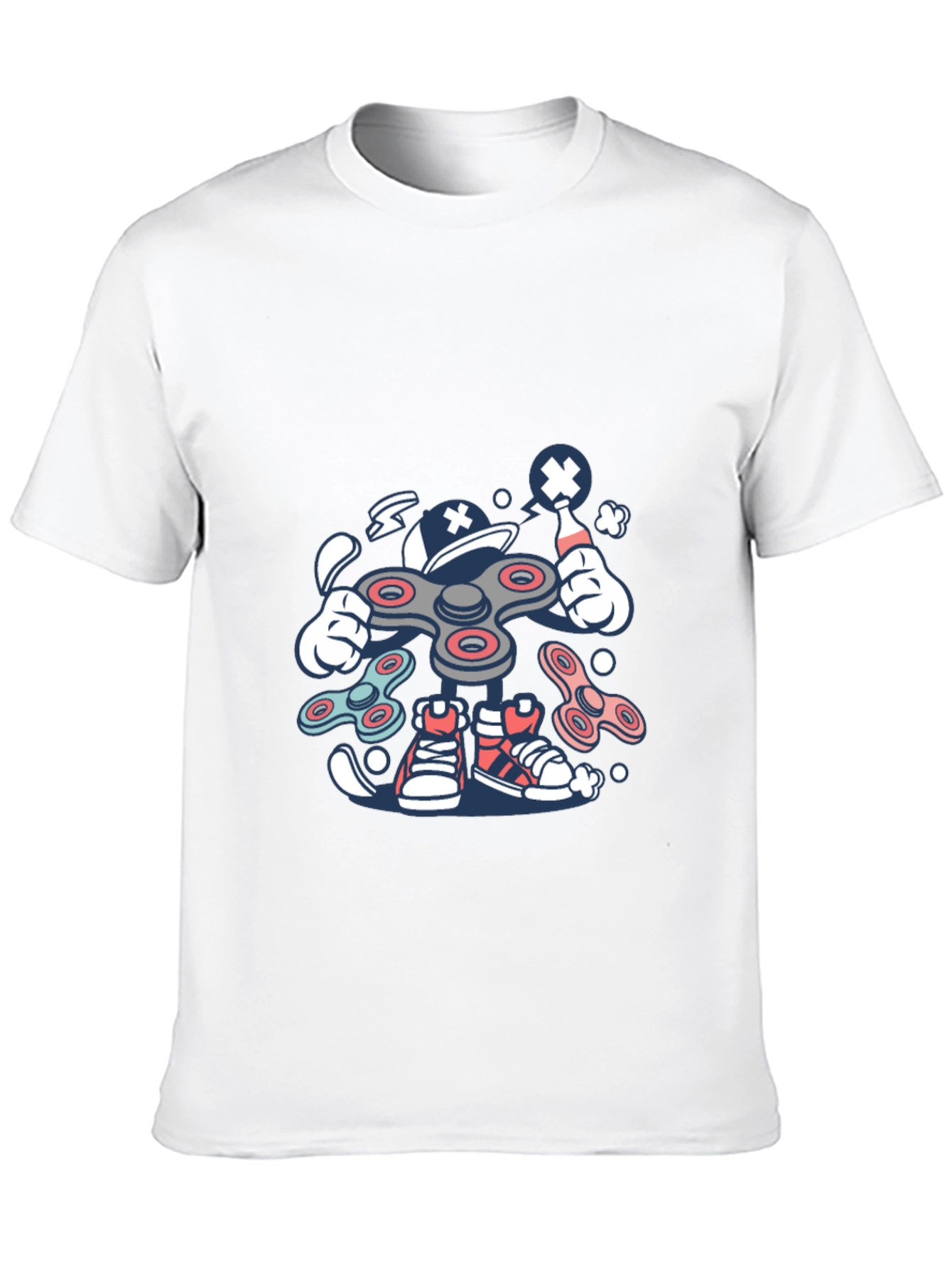 Fidget Spinner Cartoon Graphic Black T-Shirt