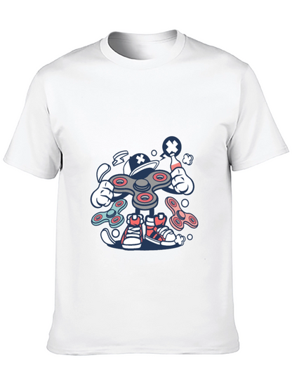 Fidget Spinner Cartoon Graphic Black T-Shirt