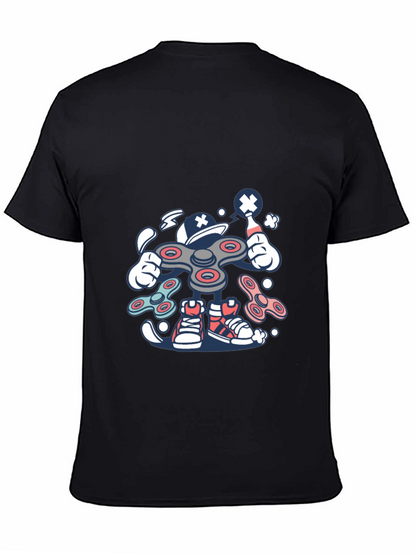 Fidget Spinner Cartoon Graphic Black T-Shirt