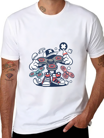 Fidget Spinner Cartoon Graphic Black T-Shirt