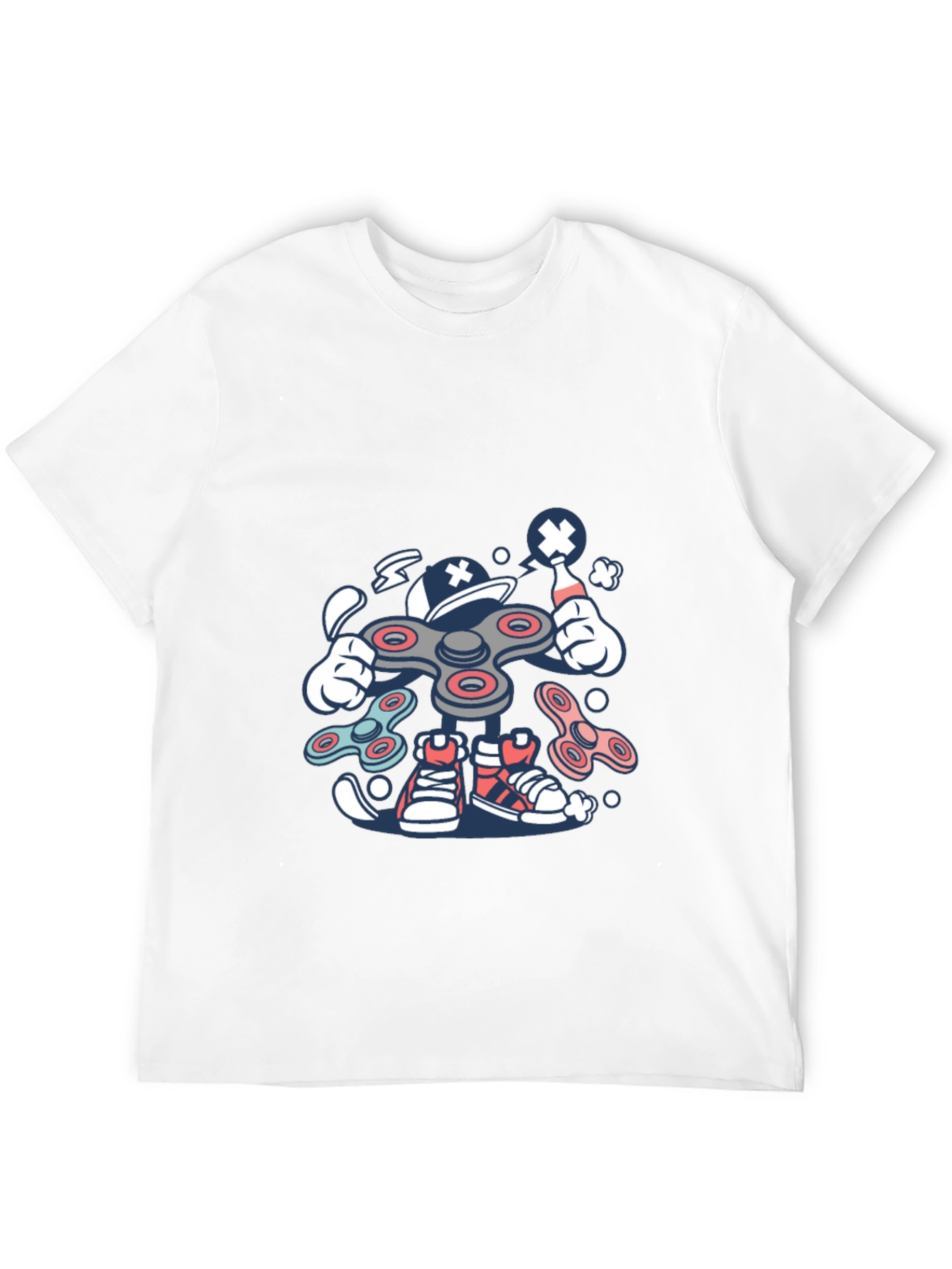 Fidget Spinner Cartoon Graphic Black T-Shirt