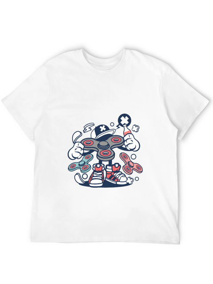 Fidget Spinner Cartoon Graphic Black T-Shirt