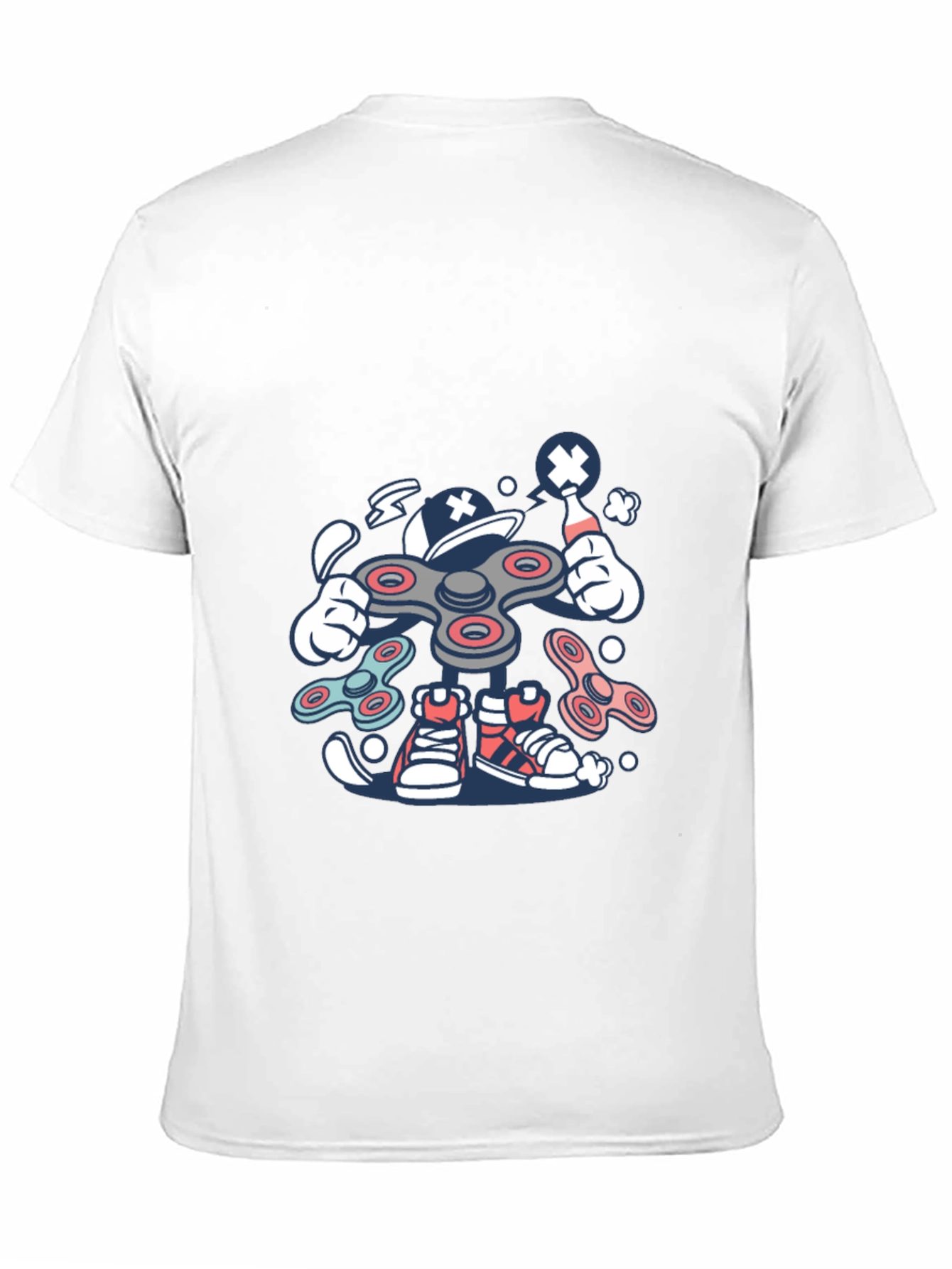 Fidget Spinner Cartoon Graphic Black T-Shirt
