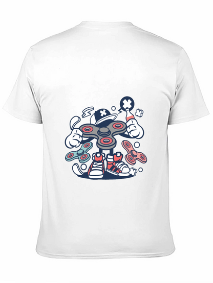 Fidget Spinner Cartoon Graphic Black T-Shirt