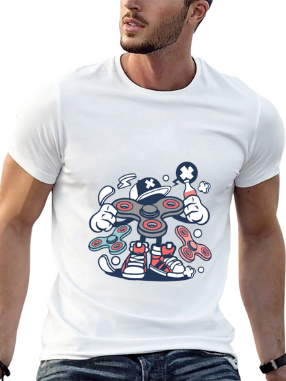 Fidget Spinner Cartoon Graphic Black T-Shirt