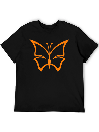 Butterfly Graphic Black T-Shirt Casual Mens Tee