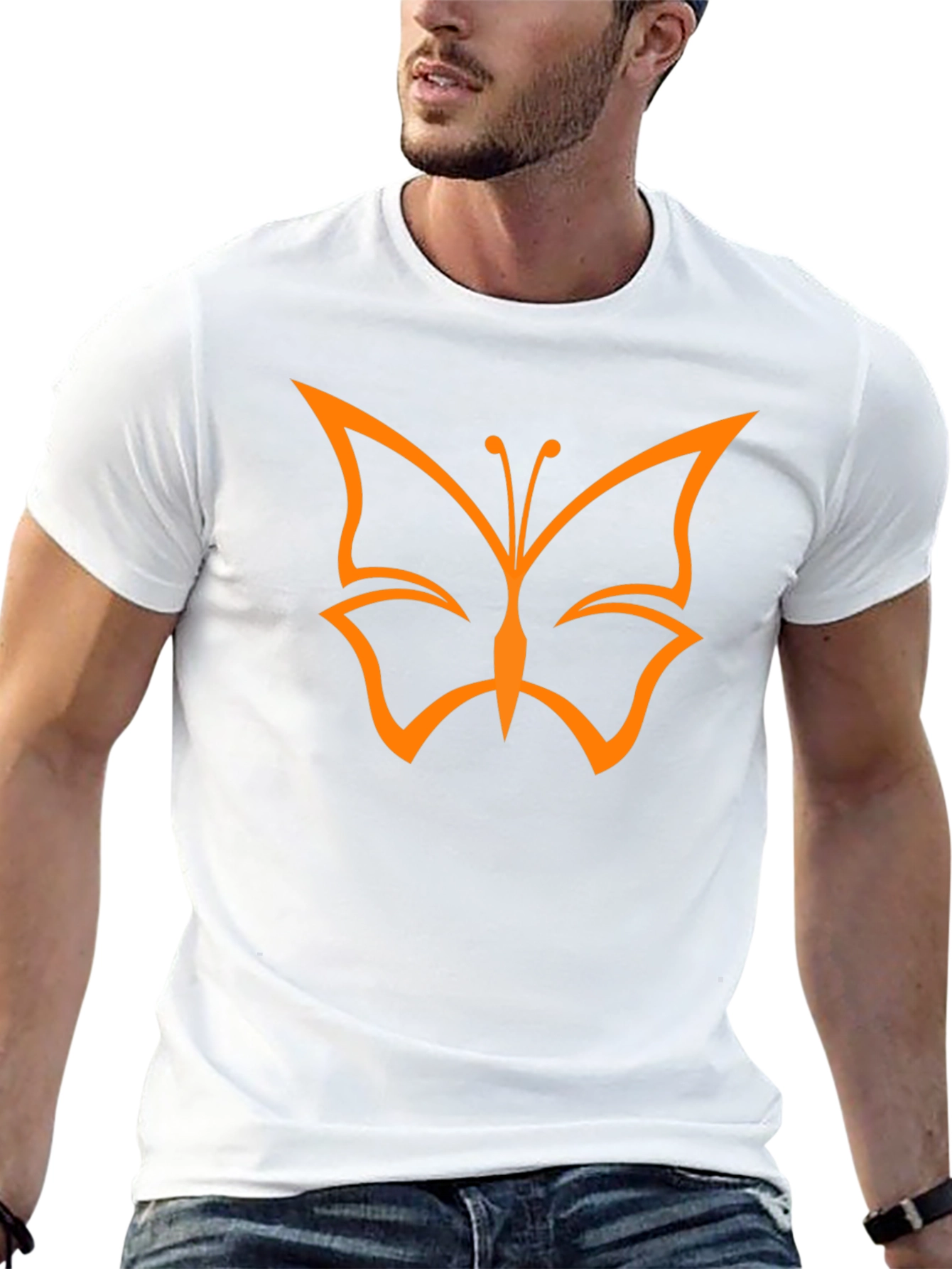 Butterfly Graphic Black T-Shirt Casual Mens Tee