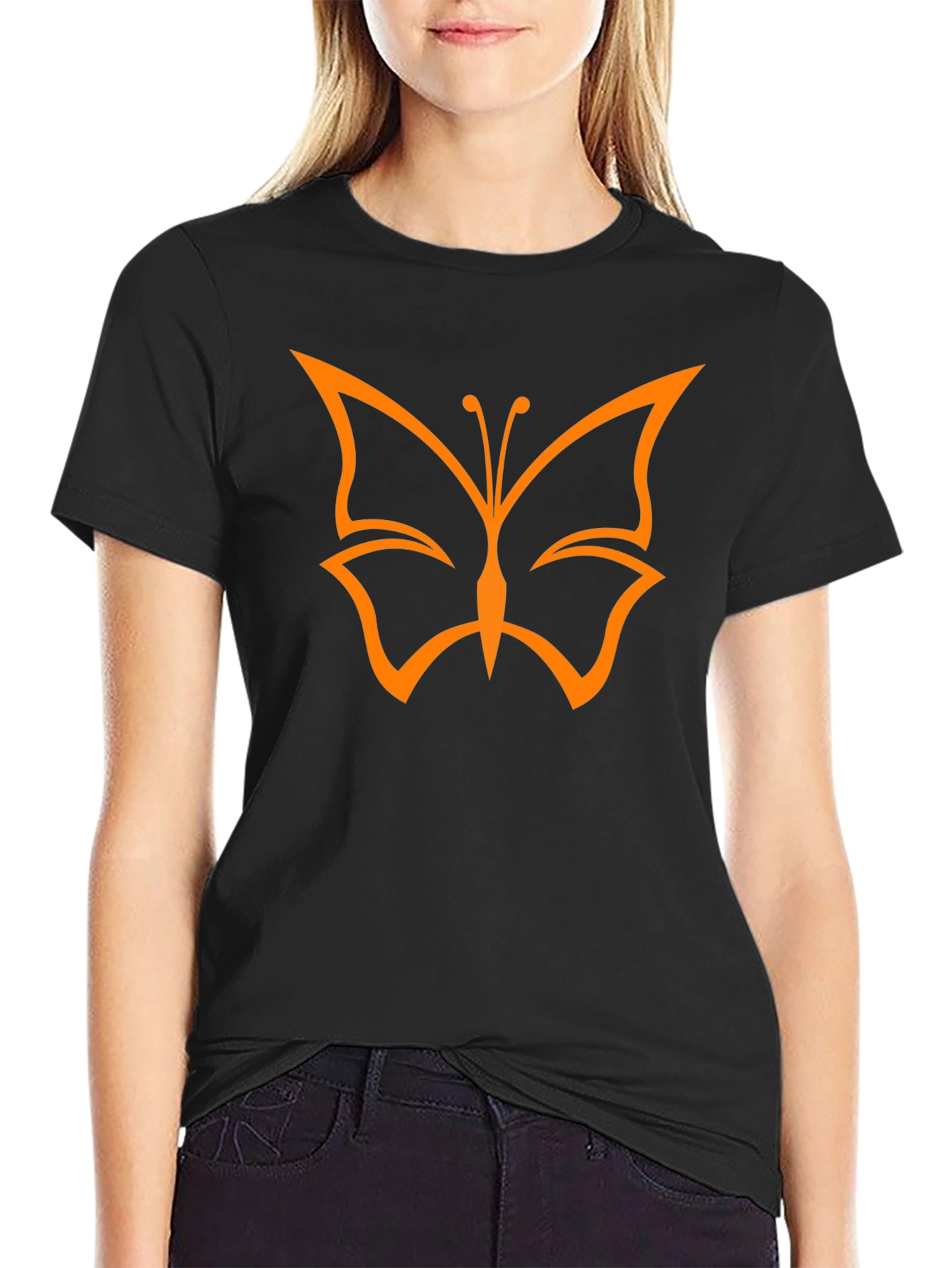 Butterfly Graphic Black T-Shirt Casual Mens Tee