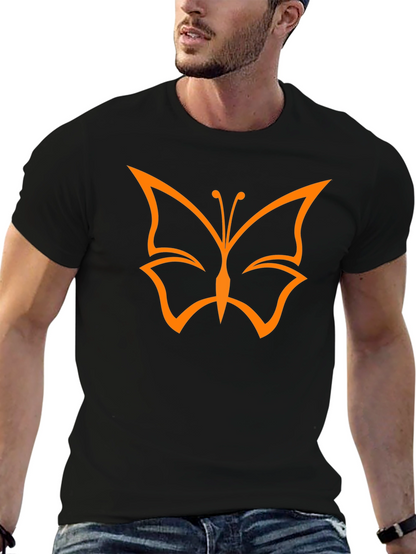 Butterfly Graphic Black T-Shirt Casual Mens Tee