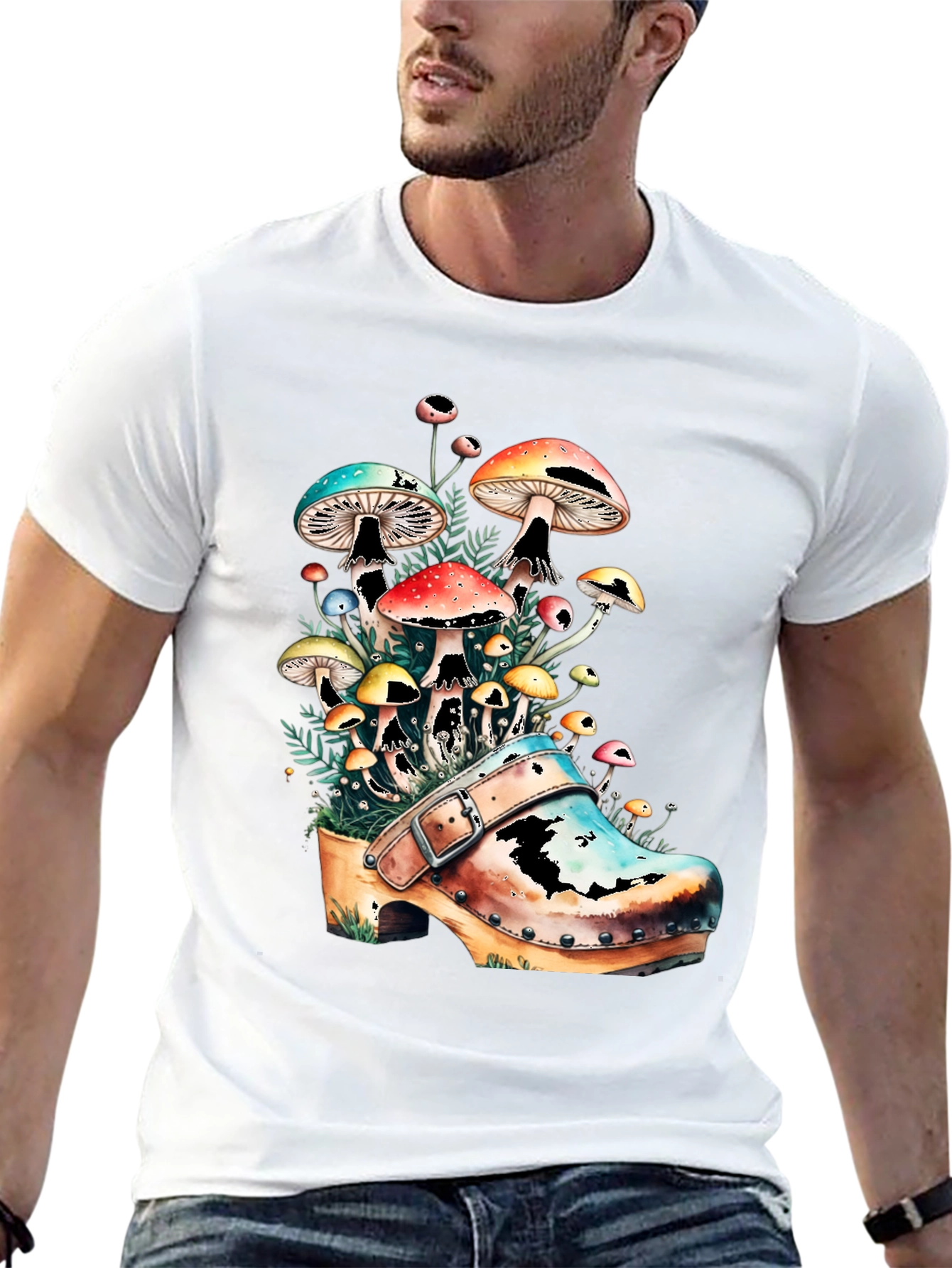 Mushroom Clog Graphic Tee - Unique Nature T-Shirt