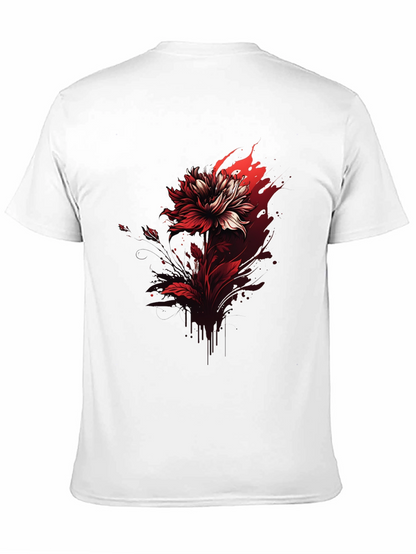 Red Floral Graphic Tee - Bold Black T-Shirt