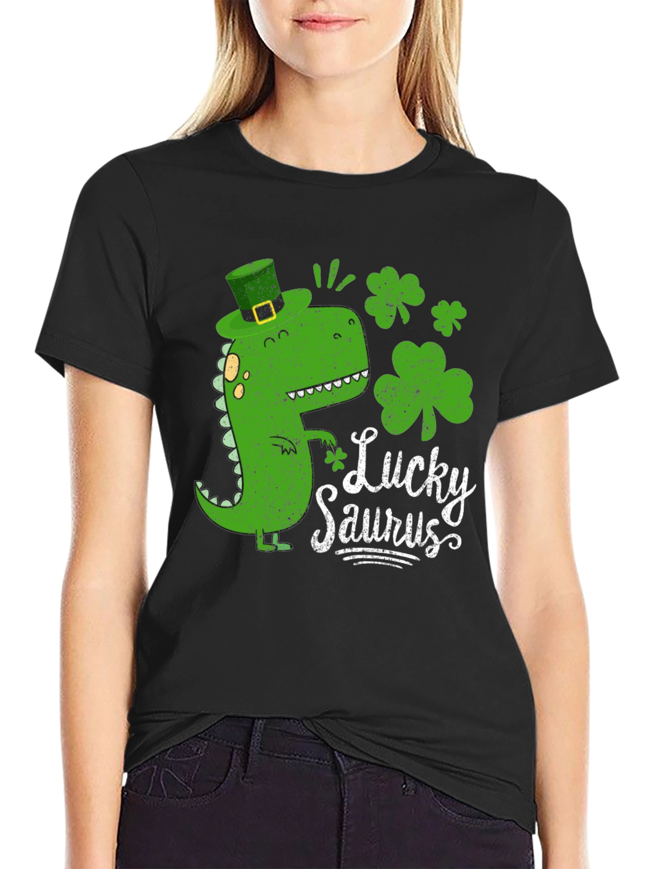 Lucky Saurus Black T-Shirt