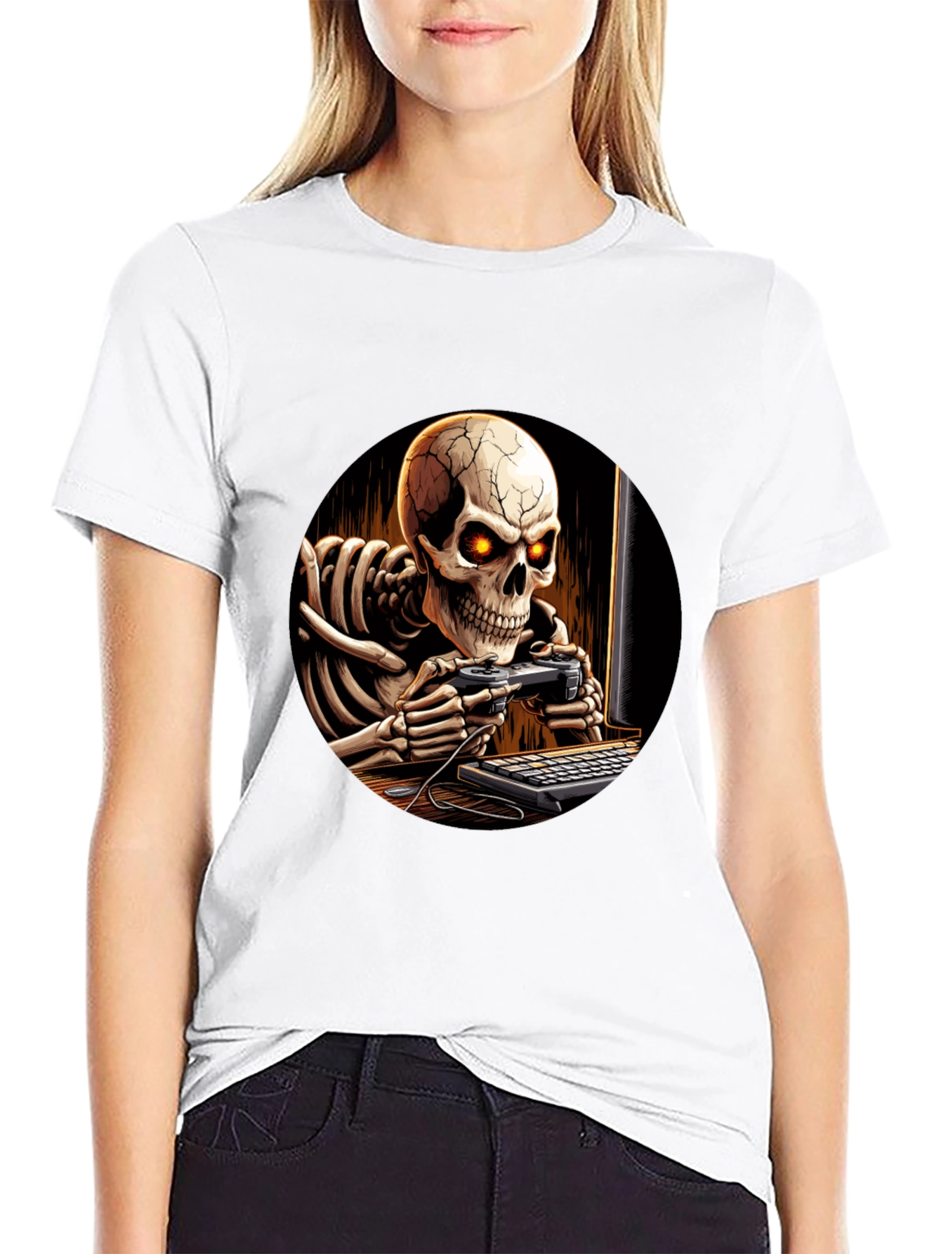Skeleton Gamer Black T-Shirt