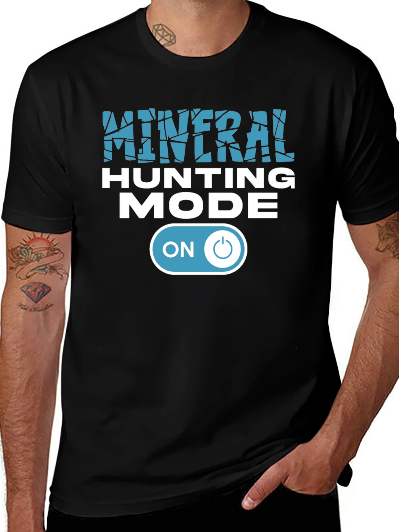 Mineral Hunting Mode On Black Graphic Tee