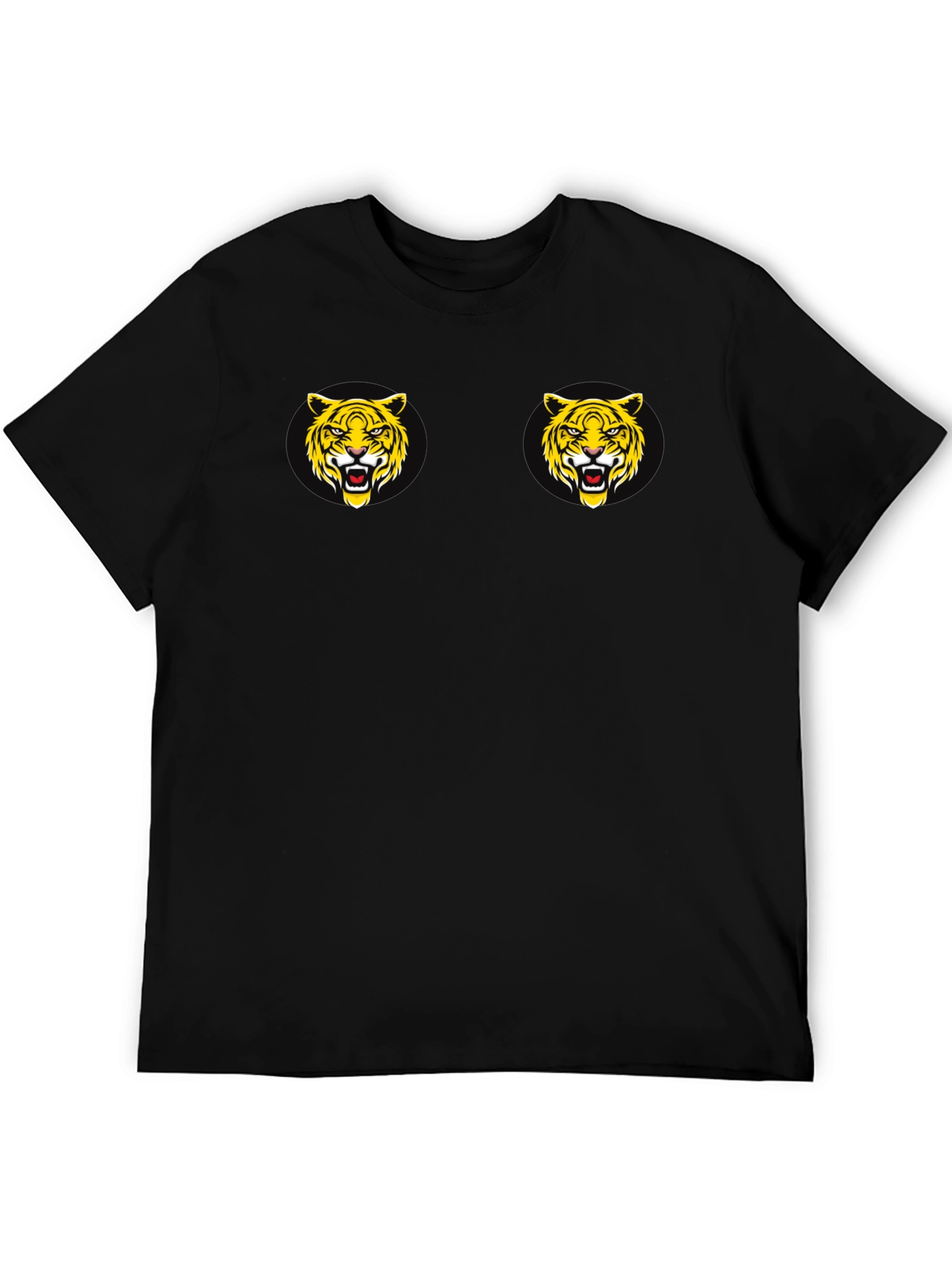 Black T-Shirt with Tiger Face Graphic