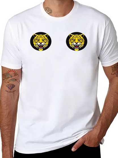 Black T-Shirt with Tiger Face Graphic