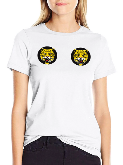Black T-Shirt with Tiger Face Graphic