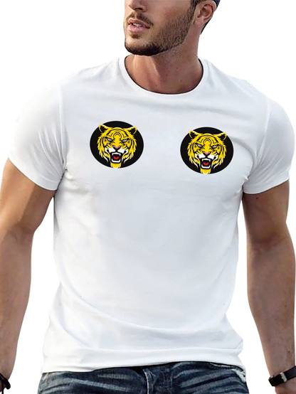 Black T-Shirt with Tiger Face Graphic