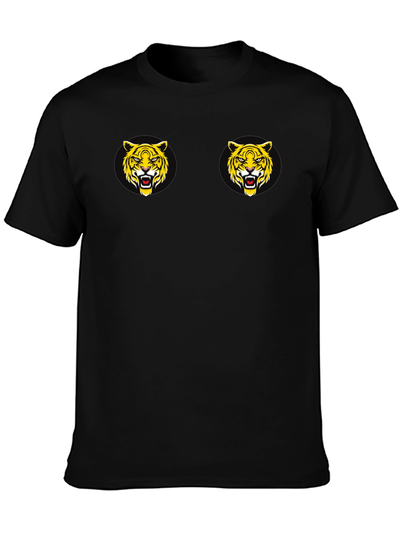 Black T-Shirt with Tiger Face Graphic
