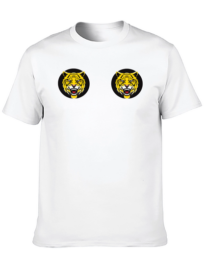 Black T-Shirt with Tiger Face Graphic