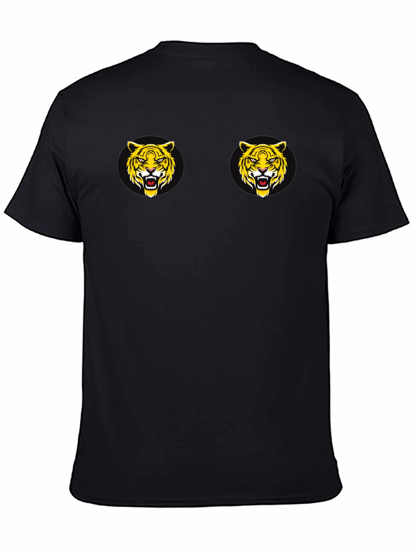 Black T-Shirt with Tiger Face Graphic