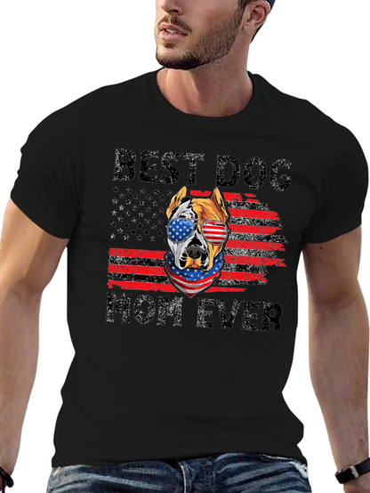 Best Dog Mom Ever Patriotic Graphic Tee